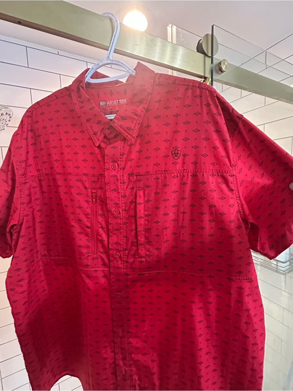 Ariat Red Short-Sleeve Button-Down Performance Shirt